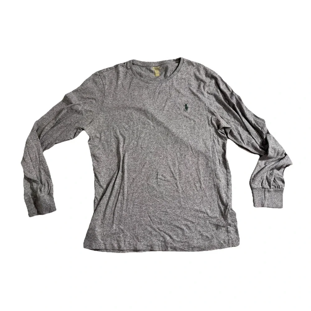 Polo Ralph Lauren Men's Custom Fit Long Sleeve Shirt Sz Medium Gray Heather Pony